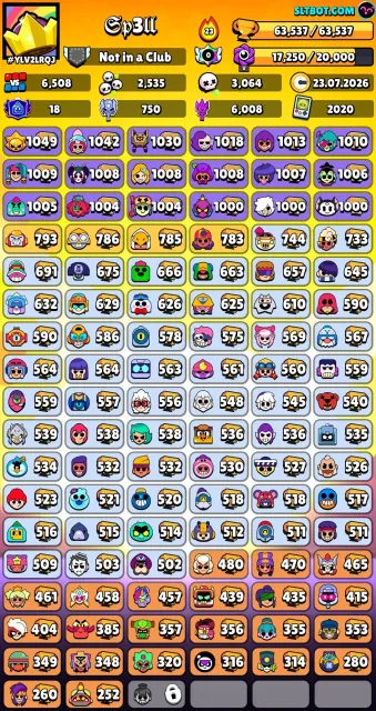 🔋2020 ACCOUNT🔋, 👻MANY EXCLUSIVES👻,🐾 REWRITING🐾, trophies 63537, brawlers 104, primes 18
