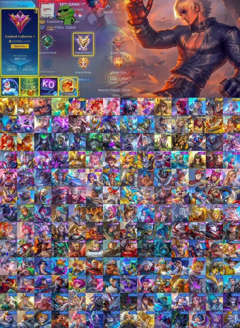 🏆 Exalted 2 💎 170 Magic Core 🥇 Aldous M1 🏎️ Johnson Legend 🥊 Gusion KOF 🔥 Claude Prime, Продажа, Ранг: Мифический Бессмертный, Уровень: 152, Процент побед: 70%, Герои: 133, Облики: 454