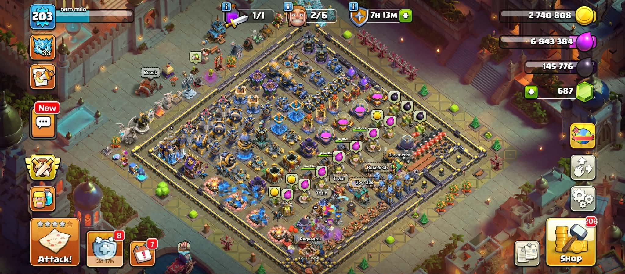 👑 ТХ 18 Почти Макс ⚔️ Герои 65-80-46-50-50-11 🌙 Набор Desert Night ⭐ 6 Эпиков Почти Макс, 18 TH Main Village, 10 TH Builder
