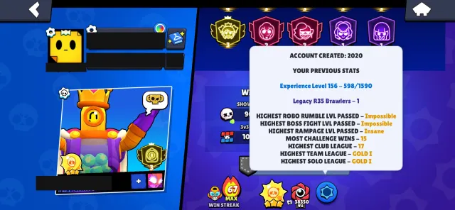 🏆 107K TROPHIES 🏆 104/104 BRAWLERS 🏆 4x PRESTIGE MAX (TOP 100 WORLDWIDE) 🏆 TONS OF SKINS, trophies 107372, brawlers 104, primes 95