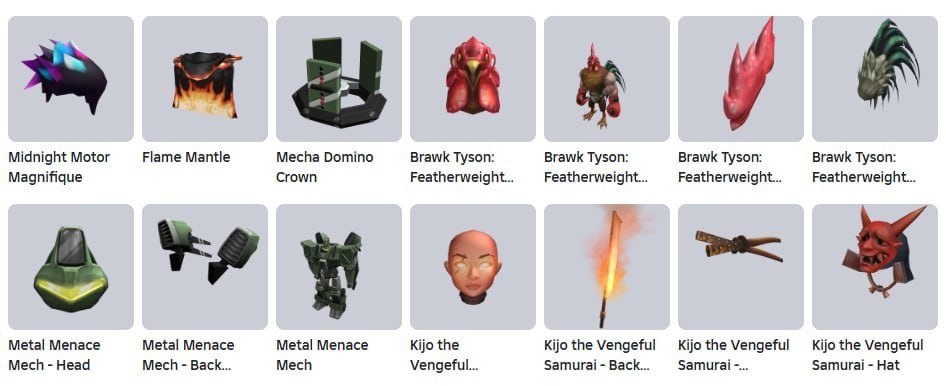 2019 | Mecha Domino Crown + Brawk Tyson: Featherweight Champ + Kijo the Vengeful Samurai, Sale, Voice chat: No