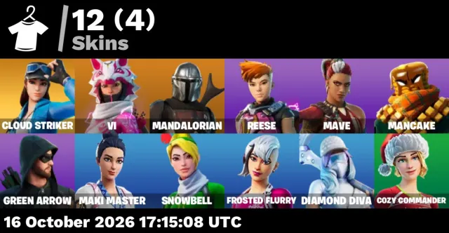 🦄 【FORTNITE】 🌸 Leviathan Axe, Cloud Striker, Vi, Mandalorian 🌸 12 skins | 175 lvl | 100 V-Bucks, Sale, skins 12