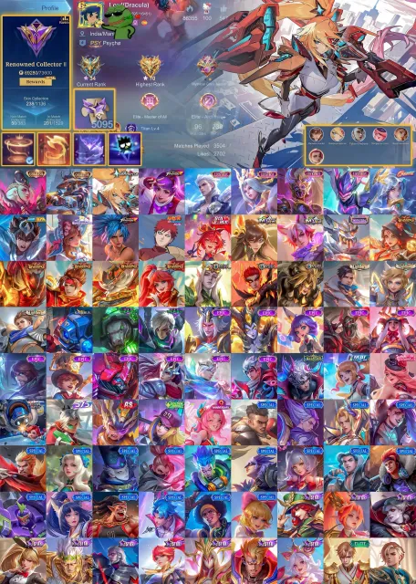 🔥 Lifetime Guarantee Account 🔥Lesley Collector + Aspirant ⚔️ LSS Collector 🥊 Guinevere KOF, Продажа, Ранг: Мифический, Уровень: 48, Процент побед: 100%, Герои: 96, Облики: 238