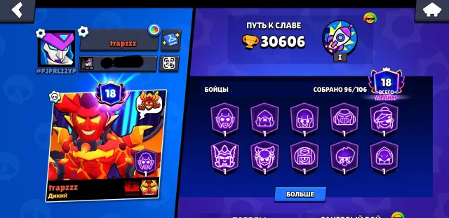 🔥🔥SALE OF A FAT ACCOUNT IN BRAWL STARS🔥🔥, 30000 trophies, 96 brawlers, 18 primes
