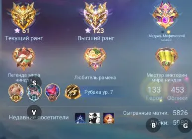 ⭐️Коллекция на Хаябу⭐️Neobeast/Коллектор Линг⭐️Су Ё Саске⭐️Коллектор Эймон Ханзо⭐️Вечная гарантия⭐️, Продажа, Ранг: Мифический, Уровень: 74, Процент побед: 54%, Герои: 133, Облики: 454