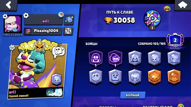 For a foundation, 30058 trophies, 102 brawlers, 2 primes