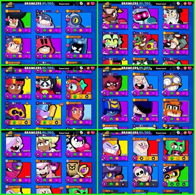 95 Brawlers Unlocked ► 36K Trophies ► 33× Max Brawlers ► 28× Hypercharged ► 256× Skins, 36000 кубков, 95 бравлеров