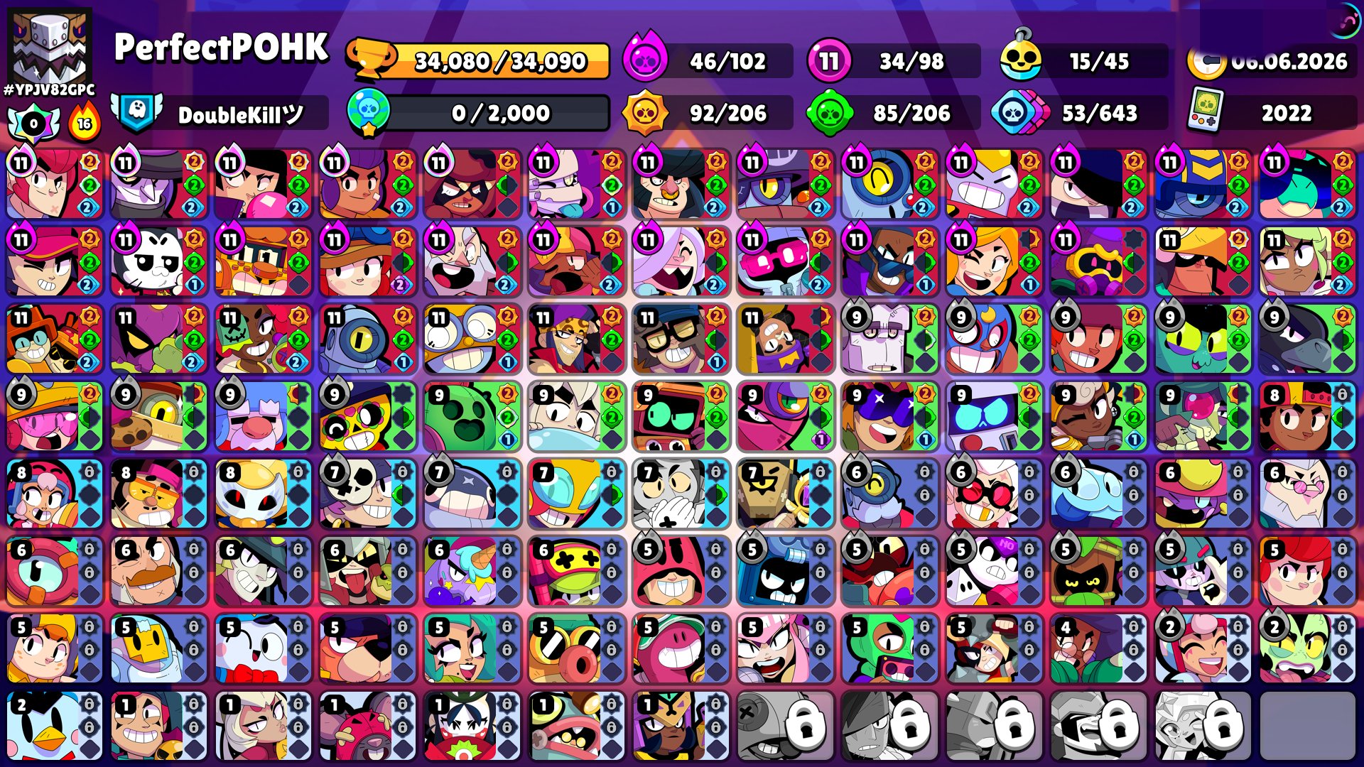 ⚠️**[AUTO]**💎⭐️🔮51k🏆🔮84 of 103🔮 LVL 23-11 🔮28 PRIMES🎅🏿 2019 ACC🎅🏿 FIRE SKINS 🥵, trophies 51000, brawlers 84, primes 28