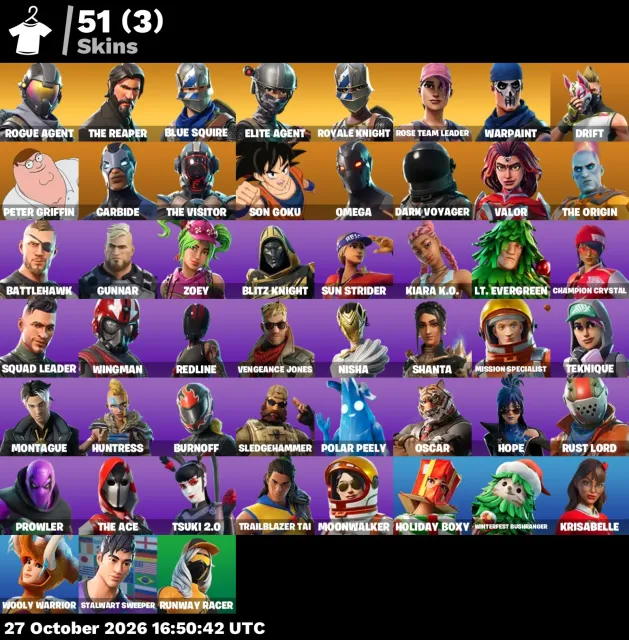 [PC/PSN/XBOX] 51 skins | OG STW | The Reaper | Blue Squire | Royale Knight | Elite Agent | 250 VB, Продажа, скины 51