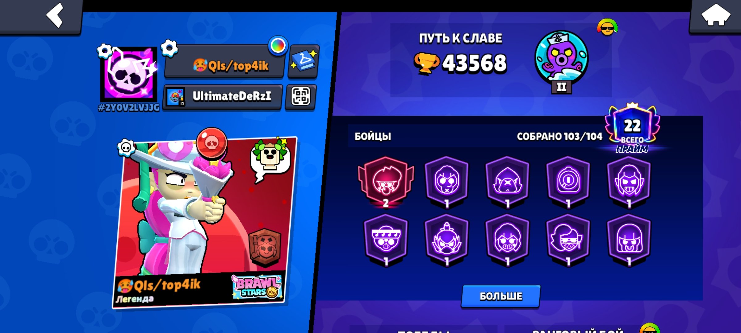 From what you need it is possible if it, trophies 43269, brawlers 103, primes 22