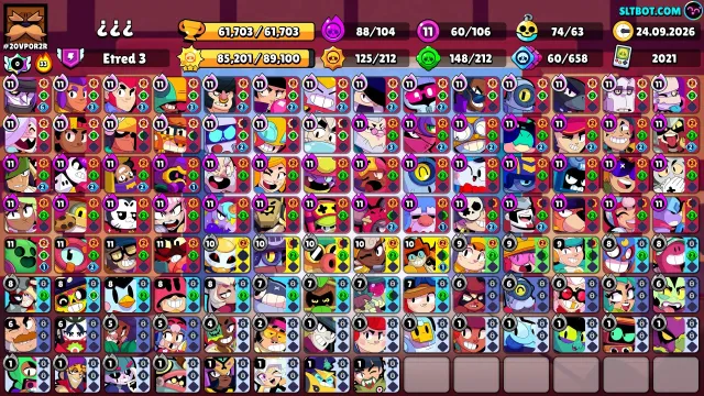 Great account for starting, 61700 trophies, 107 brawlers, 32 primes