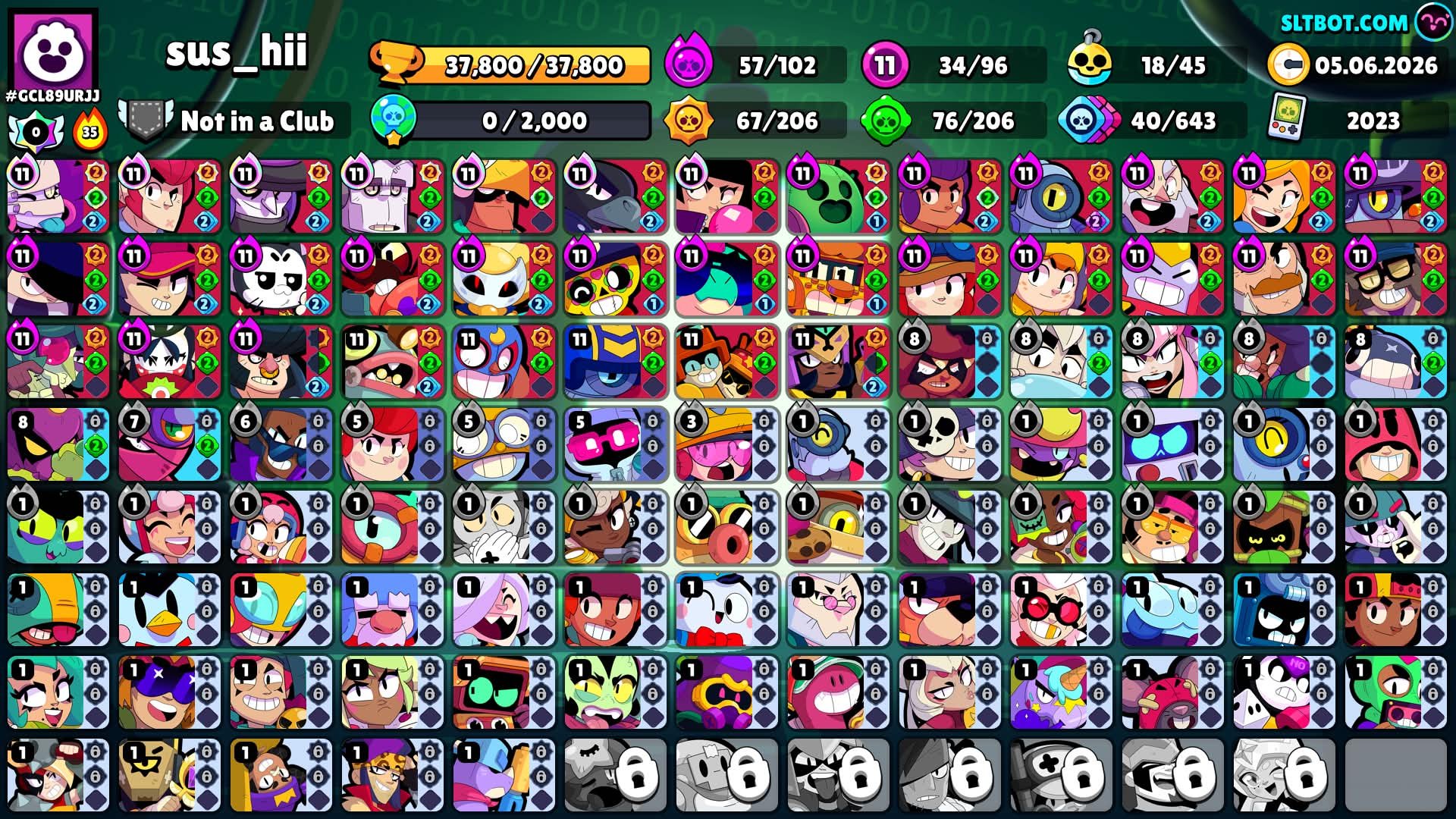 37k trophy | 57x hyper! 34x max | 96 brawlers | good skins, trophies 37000, brawlers 96