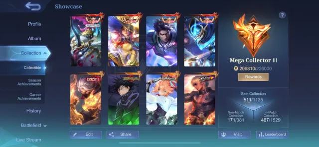 Best account 511 Skin, Sale, Rank: Epic, Level: 100, Win rate: 50%, Heroes: 131, Skins: 511