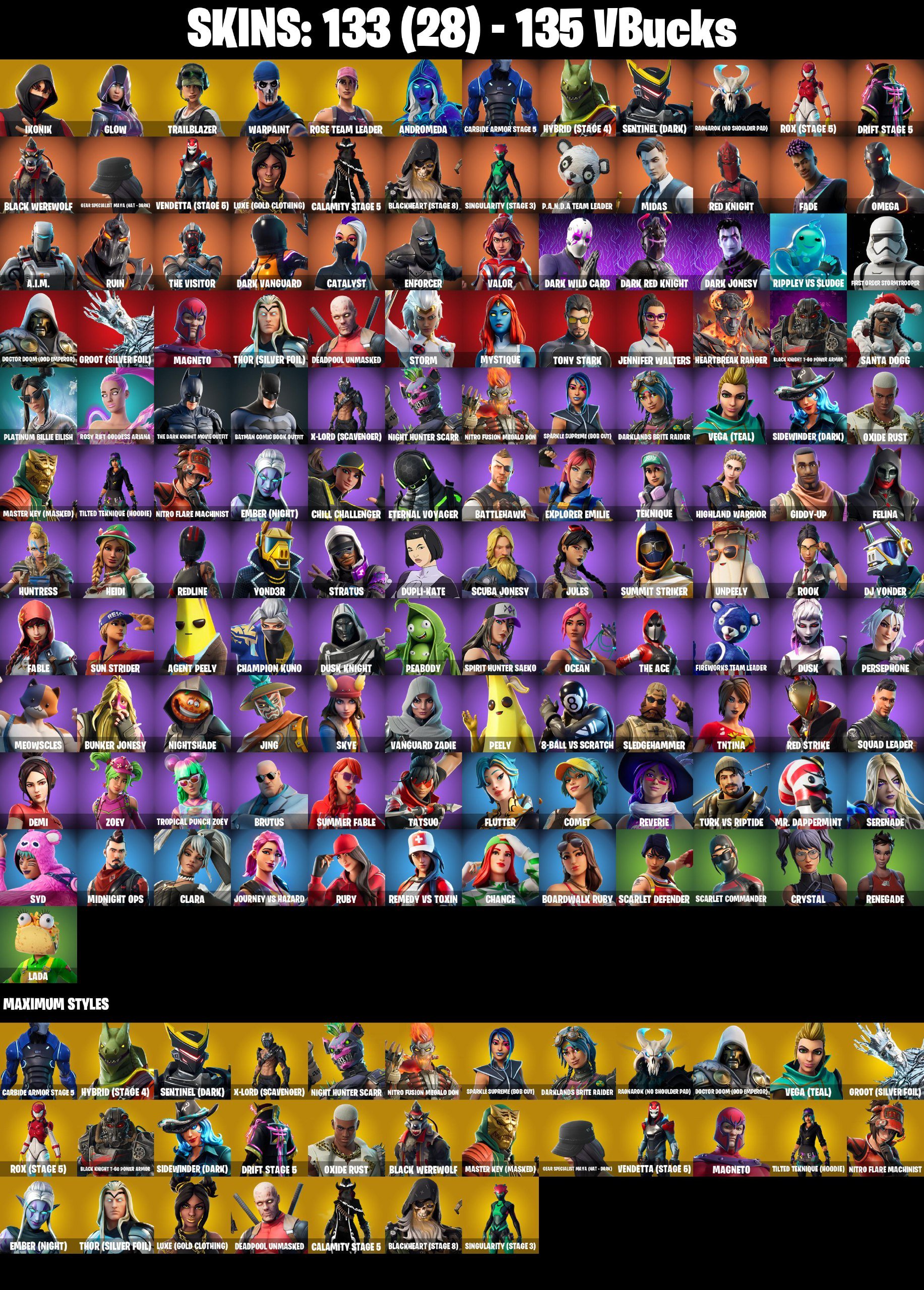 154 SKINS | IKONIK | Glow | Trailblazer | Rose Team Leader | Warpaint | Midas | Rust Bucket, Sale, skins 154