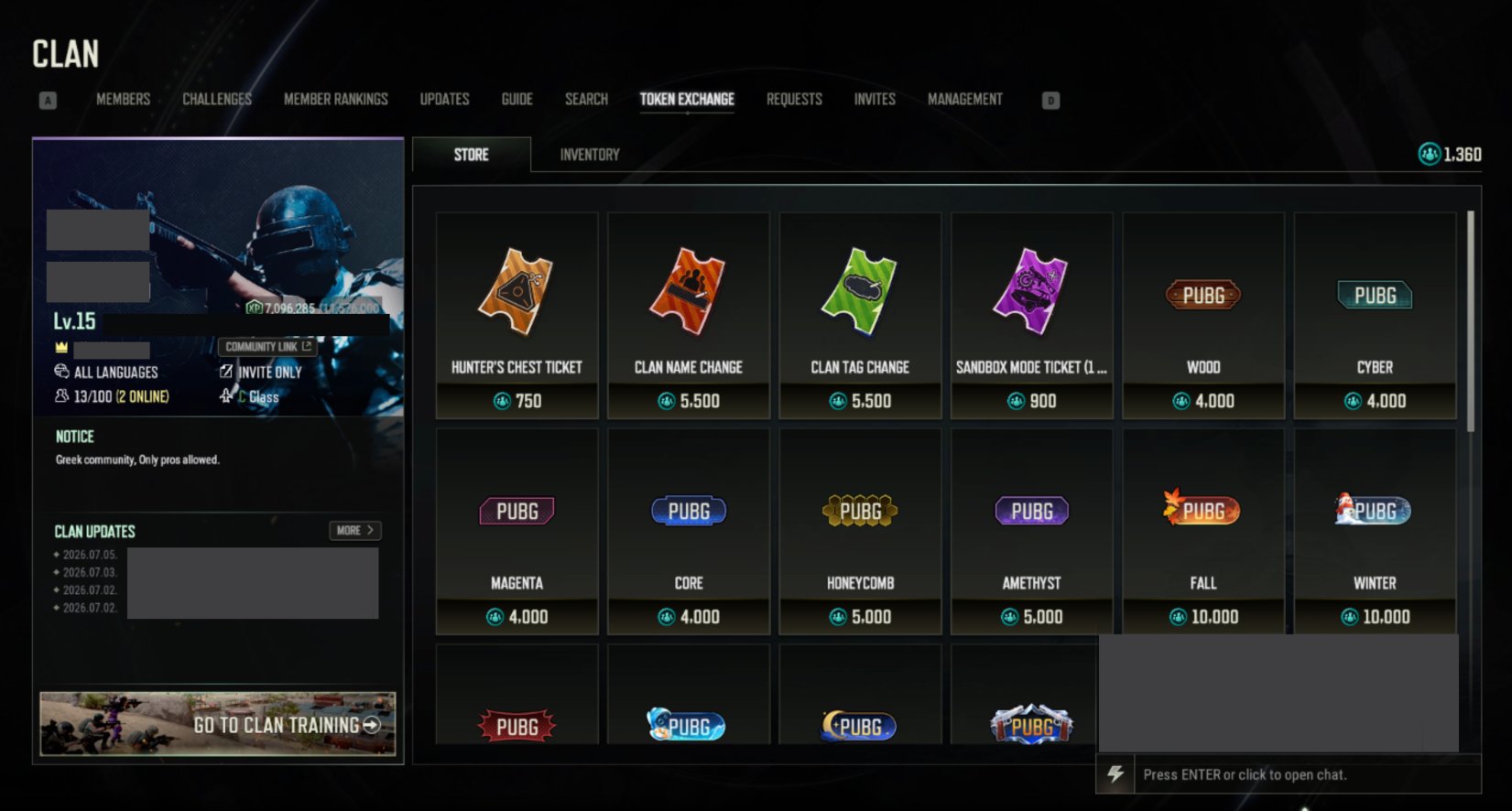 Level 15 PUBG clan for sale, Yes BATTLEGROUNDS Plus