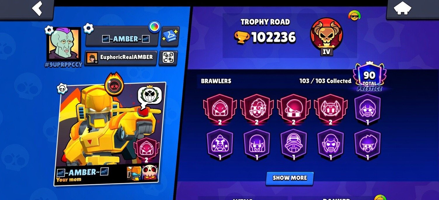 🔥💥 The best acc in Brawl Stars - top trophies, legendary fighters and high ranks😎⚡️, trophies 102236, brawlers 103, primes 90