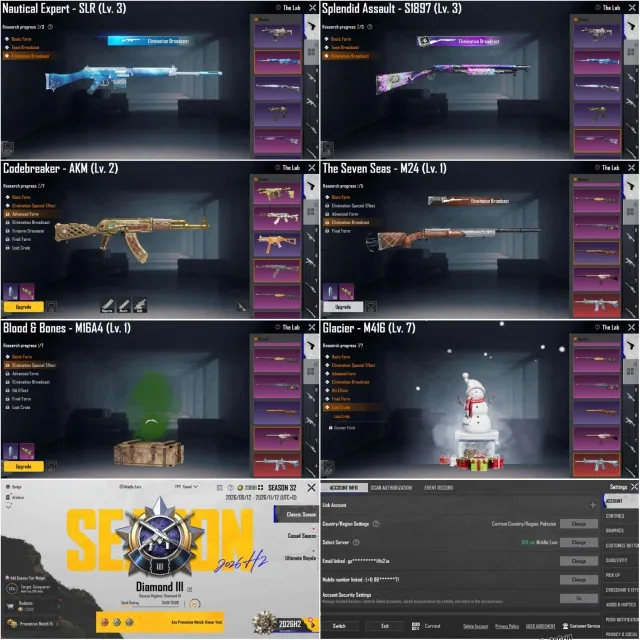 M416 Glacier Max (LootCreat)SLR/S18 (KillMsg)Akm Lvl 2"Mythic Helemt/Bag"3 Uza/Daica, Продажа, 75 уровень, Ранг: Алмаз, 70+ мифик скинов, 10+ прокачиваемых оружий, 1-4 килл чатов, Нет спорт каров