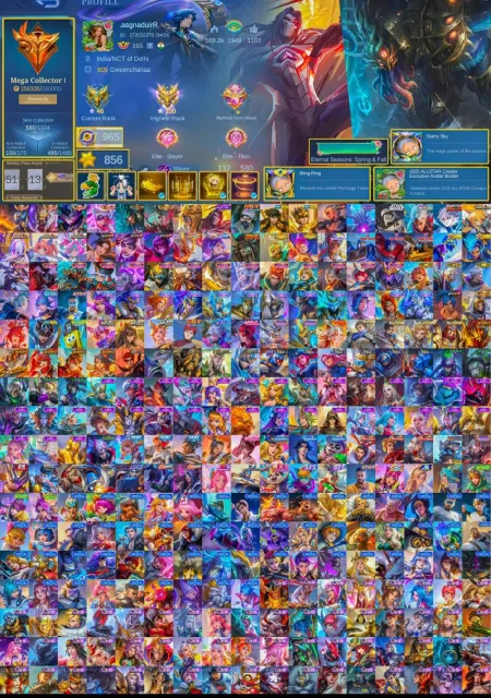 mega collector 1 есть всё что тебе нужно), Продажа, Ранг: Мифический, Уровень: 167, Процент побед: 53%, Герои: 133, Облики: 592