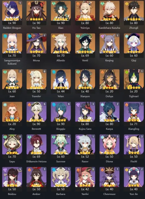 【✅】⚙【 WARRANTY 】🟡RAIDEN C1🟡HU TAO🟡KAZUHA C1🟡ZHONGLI🟡EIYMIYA🟡KOKOMI🟡VENTI🟡ALBEDO🟡SHAN YUN, Any platform, Email linked, Lumine, Levelled up, AR 57