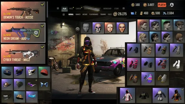 🔥[PROGRESSIVE] Neon Dream Lvl 6 + Magenta Chroma, Cyber Threat MK12, Demons Touch Ace32, 460 coupons, Есть BATTLEGROUNDS Plus
