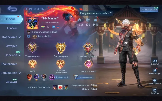 Screens, selling personal account, AUTO-GRANT, Sale, Rank: Mythical Glory, Level: 53, Win rate: 55%, Heroes: 67, Skins: 95