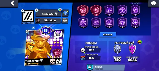 🔥TOP ACC IN BS🌟57K CUPS🏆FULL ACCESS, trophies 57300, brawlers 93, primes 35