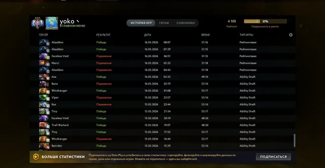 Selling personal account with Dota 2 and FC 26, Sale, 4100 MMR, 9500 honesty, 9400 politeness, 247 matches, 267 hours