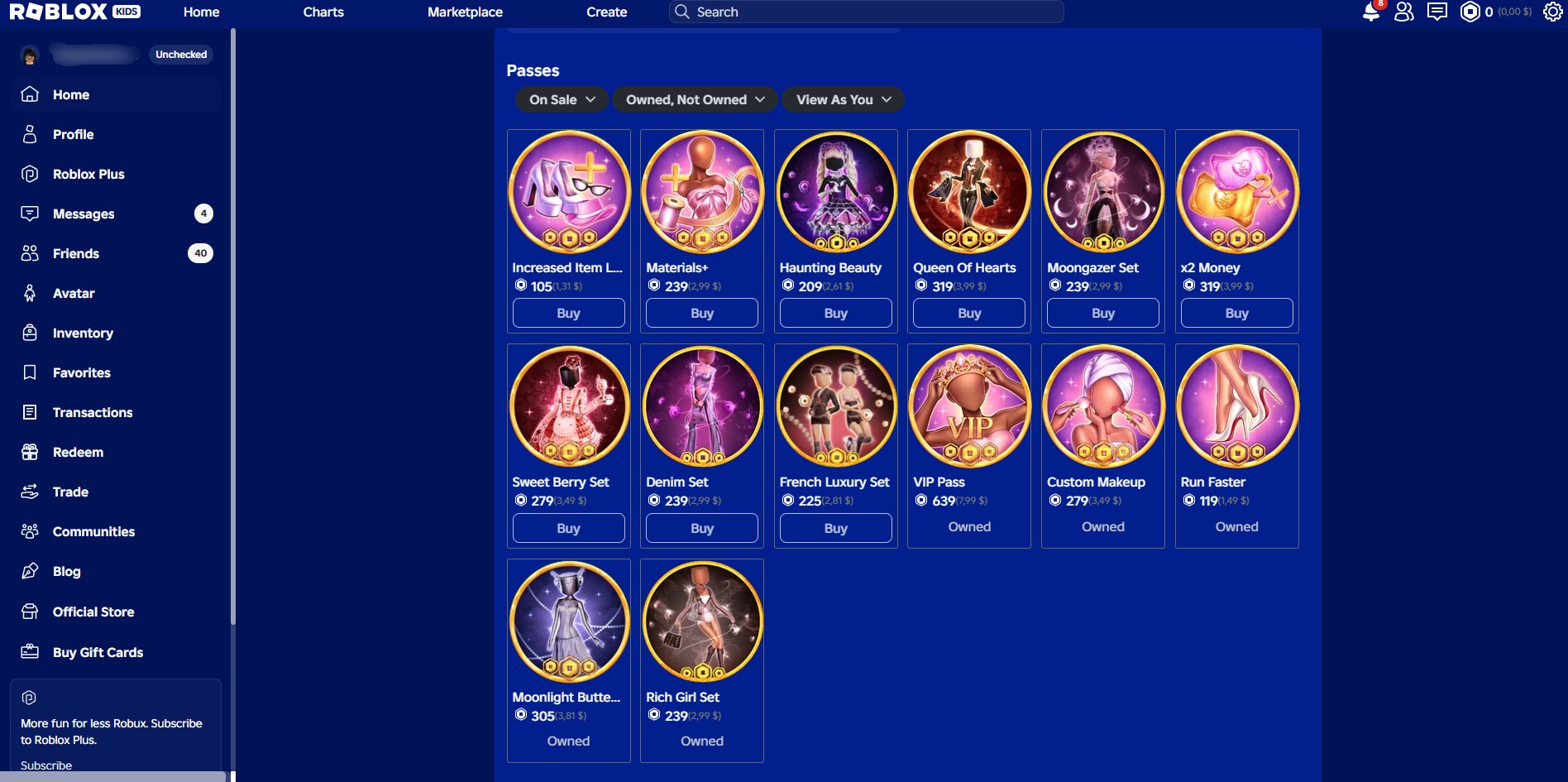 🎀ACCOUNT (FEMALE) | FIVE GAMEPASSES IN DRESS TO IMPRESS | 2.500R$ TOTAL🎀, Sale, Voice chat: No