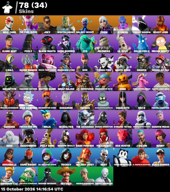 🦄 【FORTNITE】 🌸 Wild Card, The Cube Queen, Joey, Spectra Knight 🌸 78 skins | 528 lvl | 100 V-Bucks, Sale, skins 78