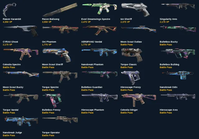 VA4761 EU EU | 27 skins | Reaver Karambit+Recon Balisong+XERØFANG Vandal+Oni Phantom, Sale, Iron 2, Agents: 10, Skins: 27