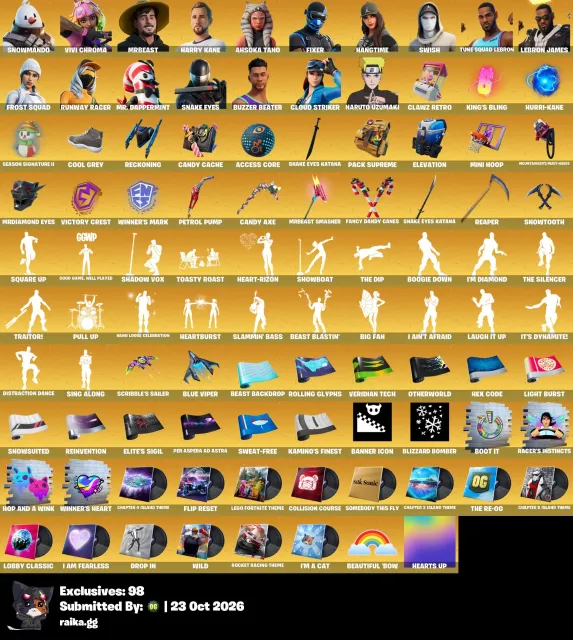 245 Skins/ 259 Emotes |✅ Snake Eyes | LeBron James | Raider Outcast | PC, Sale, skins 245