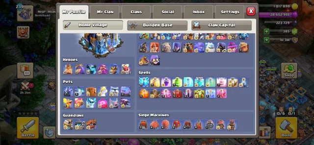Th18➤near max➤6 hero max➤11 epic max➤Rank L3➤Local vn➤good equipment➤, 18 TH Родной Деревни, 10 TH Строителя