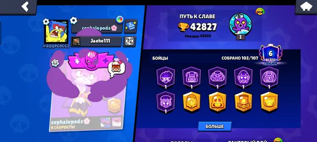 Selling a Brawl Stars account cheap, fast, convenient, 43000 trophies, 103 brawlers, 6 primes