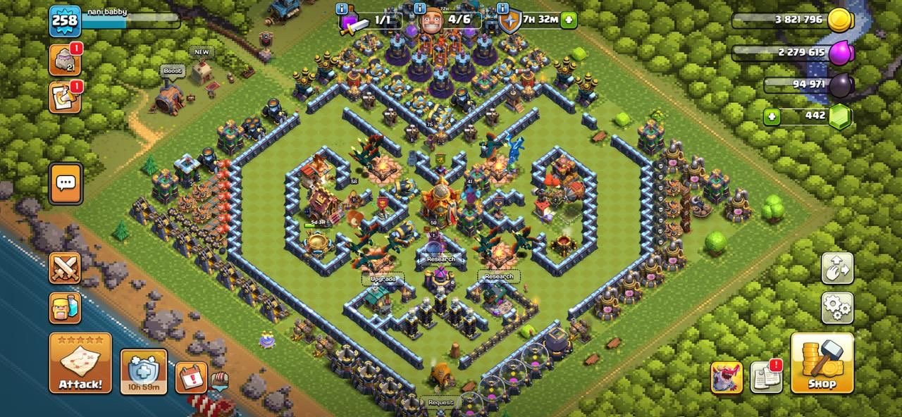 TH 16 Stacked ID ✅ 258 XP ✅ 58-75-41-50-25 ✅ Tons of Magic Items ✅ Epic GG-FB-EB Good Level, 16 TH Main Village, 10 TH Builder