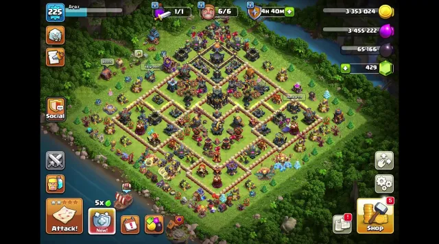 🏠17TH 55%🏠💯LVL 225💯💎429 GEMS💎👑HEROES 87/100/58/62/49/5👑🧙♂️16 HEROES SKINS + 4Design🧙♂️👷Worker 6👷, 17 TH Main Village