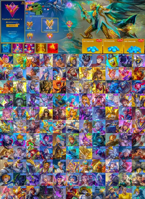 🌟 Guru 5 👑 Kadita MPL 🎯 Brody MPL 🎀 Claude Sanrio 💥 Granger Prime ⚔️ Lancelot Royal Matador, Продажа, Ранг: Мифический Бессмертный, Уровень: 99, Процент побед: 55%, Герои: 133, Облики: 340