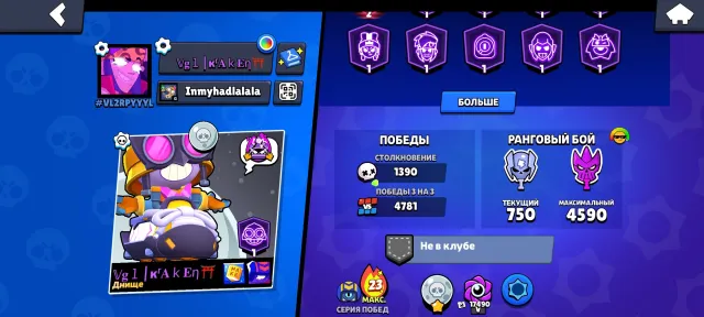 Account 2024. Re-link! Description., trophies 43825, brawlers 104, primes 16