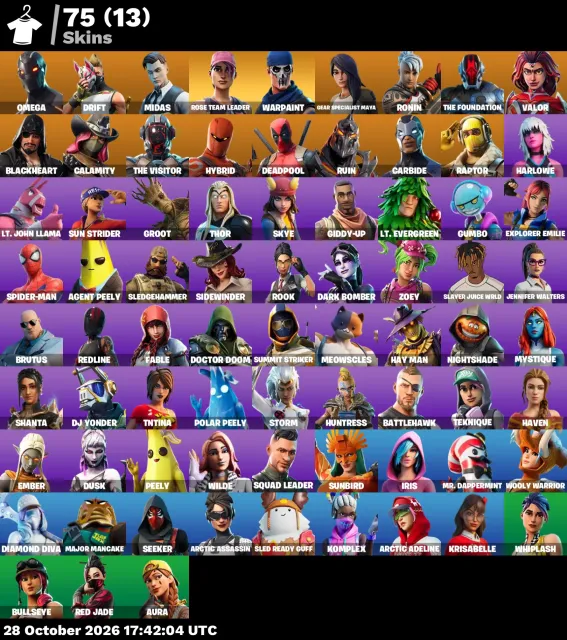 ✅ACCOUNT FOR MAIN ✅FULL ACCESS✅SINCE Feb 11, 2018✅110 Skins: Warpaint | Midas | Drift |, Sale, skins 75