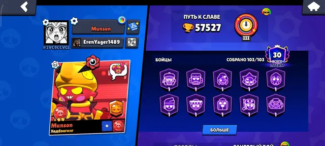 🏆Best account of 2020, all fighters, 30 primes, lots of skins, relinking to your email🏆, trophies 57227, brawlers 103, primes 30