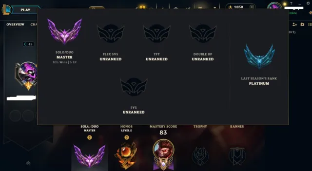 EUW MASTER ✔️ MMR MASTER+ 200 ✔️LVL45✔️67%WR✔️32.5K BE✔️1050 RP✔️10 Skins in Loot✔️Full Info #01, Sale, level 45, champions 50, skins 4, Master