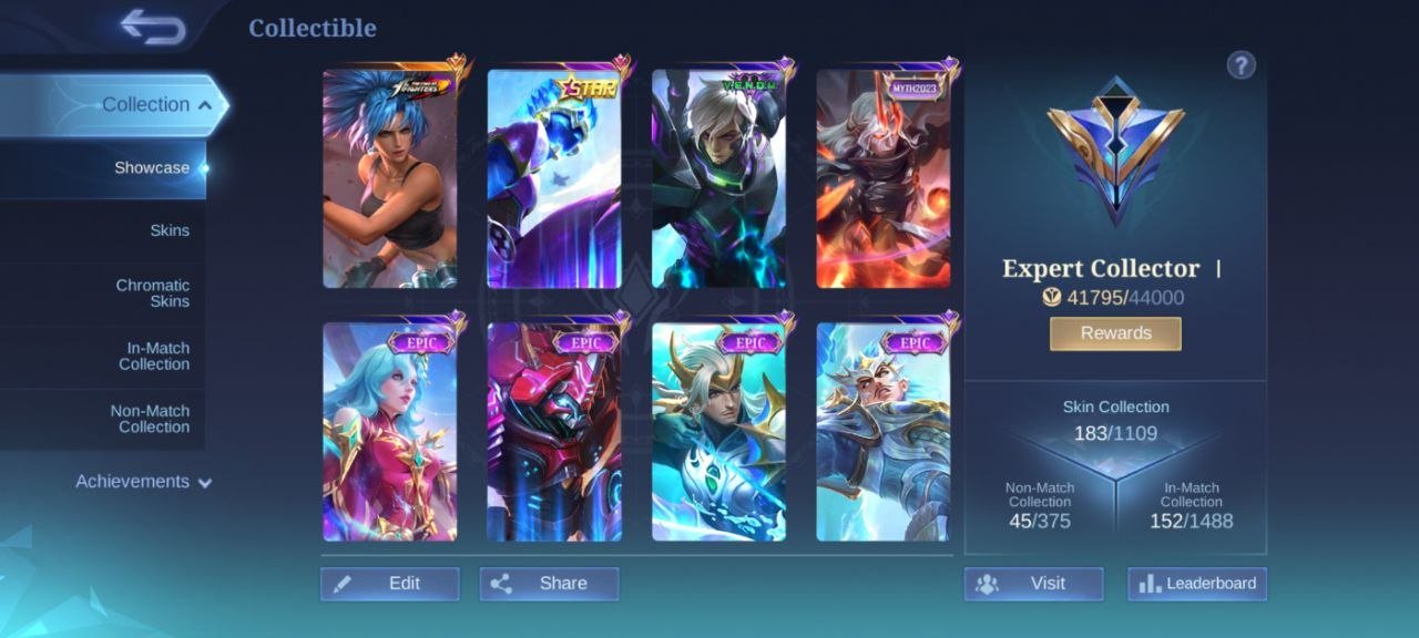 KOF Karina➤Natalia➤Star gord➤deluxe 27 EPIC➤Roger Vaxana Freya Carmila Gaara Vale pegasus➤emblem Max, Sale, Rank: Mythic, Level: 51, Winrate: 51%, Heroes: 91, Skins: 183