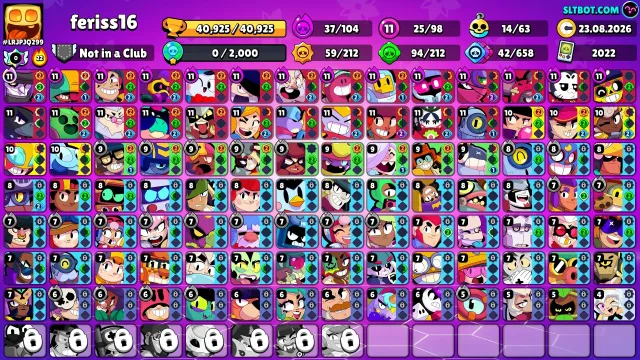 💜 《🏆41,000 CUPS🏆》《👤 99 BRAWLERS👤 》《🌟26x11 POWER🌟 》《💰6 TITLES💰》💜, 41000 cups, 99 brawlers, 6 primes