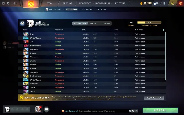❄️ BEST PRICE ❄️ 6180 MMR ❄️ MAIN POOL ❄️ ARCANA ON IO / PUDGE ❄️ TROPHY 61 ❄️, Sale, 5743 MMR, 9140 Behavior score, 9140 вежливости, 2407 games, 2615 hours