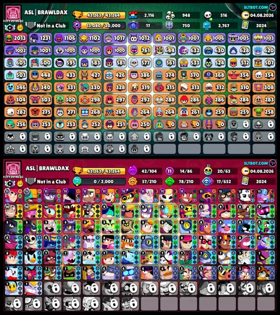 An account for a good start, 15 primes, 2 legions, etc., trophies 43263, brawlers 86, primes 17