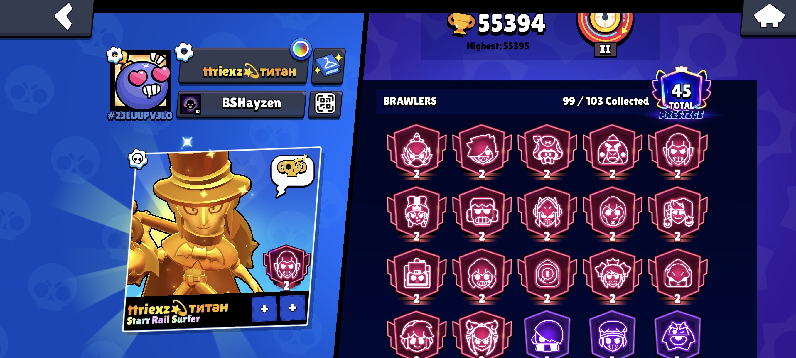 J.vj.vjmvu function cjcyfyncygc, trophies 55400, brawlers 99, primes 45