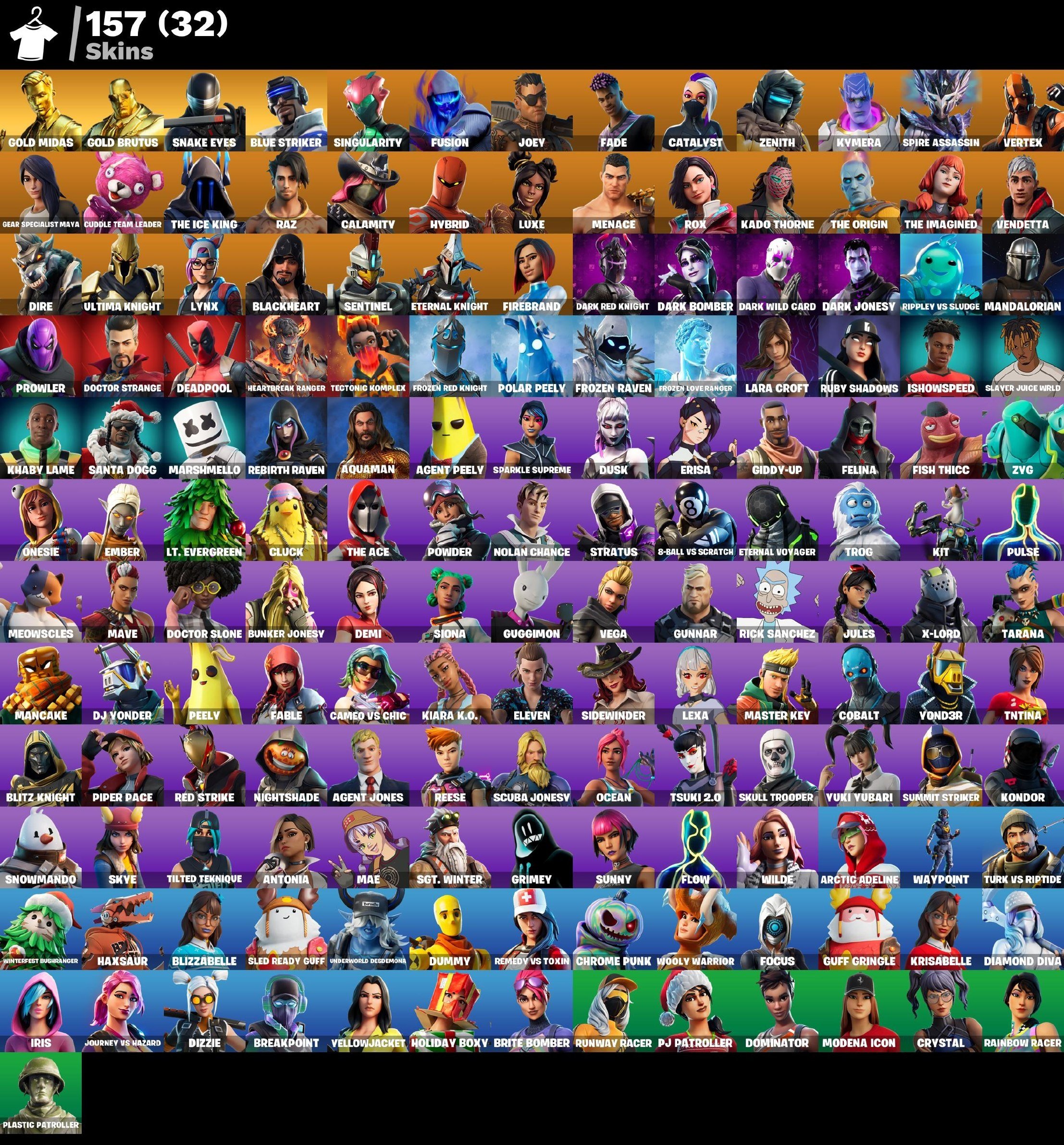 Leviathan Axe|Gold Midas|Gold Brutus|Snake Eyes|Blue Striker|Kado Thorne|Spire Assassin|Lynx|Luxe, Sale, skins 157