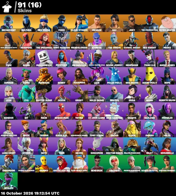 🚀 【FORTNITE】 ✨ Leviathan Axe, Lara Croft, Midas, Breakpoint ✨ 91 Skins | 1849 Stufen | 650 V-Bucks, Verkauf, Skins 91