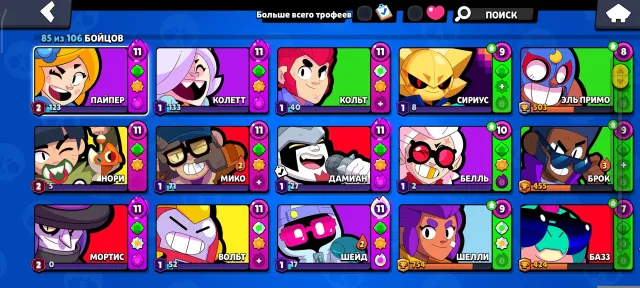 Three second primes, 24117 trophies, 85 brawlers, 14 primes