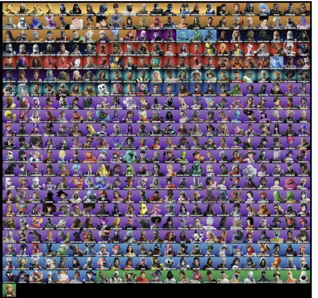 487 SKINS, LEVIK, KRATOS MANY PURCHASED EMOTES AND SKINS, Sale, skins 487