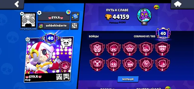 Snjsjskskskskskskskwnenenenennejekelelwlwlwlemnejd, trophies 44000, brawlers 88, primes 40